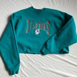 Vintage Cropped Miami Dolphins Crew neck sweatshirt .